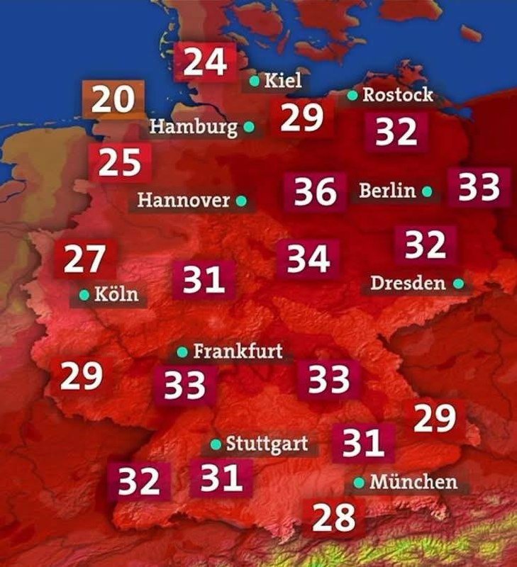 Nxehtësi deri në 38°C dhe stuhi në Gjermani - Nxehtësi deri 38CdhestuhinëGjermani