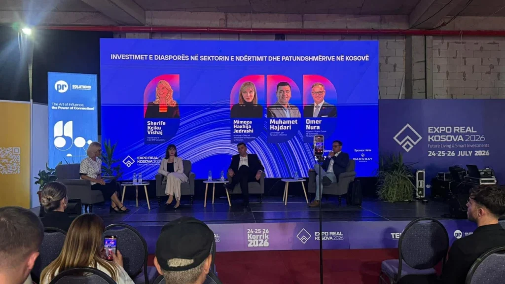 Investimet e diasporës në patundshmëri ishin në qendër të diskutimeve në Expo Real Kosova 2026 - Investimet diasporës nëpatundshmëriishinnëqendërtëdiskutimevenëExpoRealKosova2026
