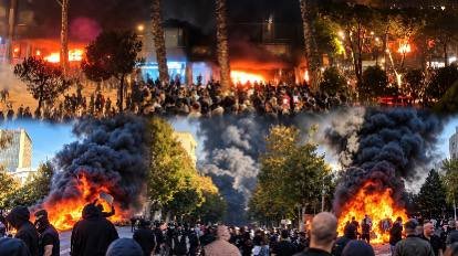 Tiranë në flakë dhe tensione – protestuesit përplasen me Policinë - Tiranë flakë dhetensioneprotestuesitpërplasenmePolicinë