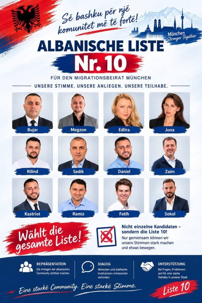 Lista Shqiptare nr. 10 në Mynih: “Ne jemi zëri juaj!” – thirrje për përfaqësim dhe pjesëmarrje - Lista Shqiptare nr 10nëMynihNejemizërijuajthirrjepërpërfaqësimdhepjesëmarrje